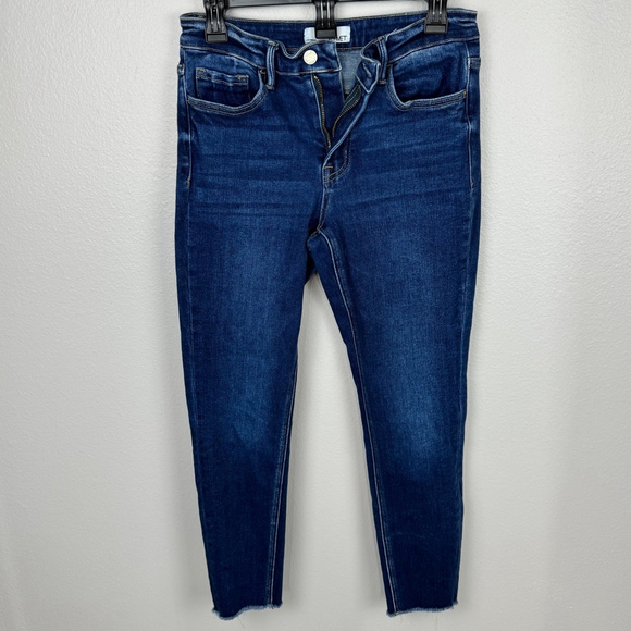 Vervet Emerson Skinny Jeans Women 28 Blue Denim Cropped Mid Rise Raw Hem Stretch - Picture 4 of 12